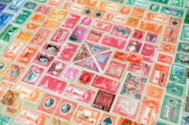 Postage Stamp table close-up