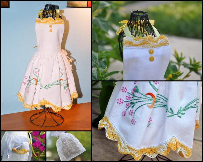 vintage apron dress form details