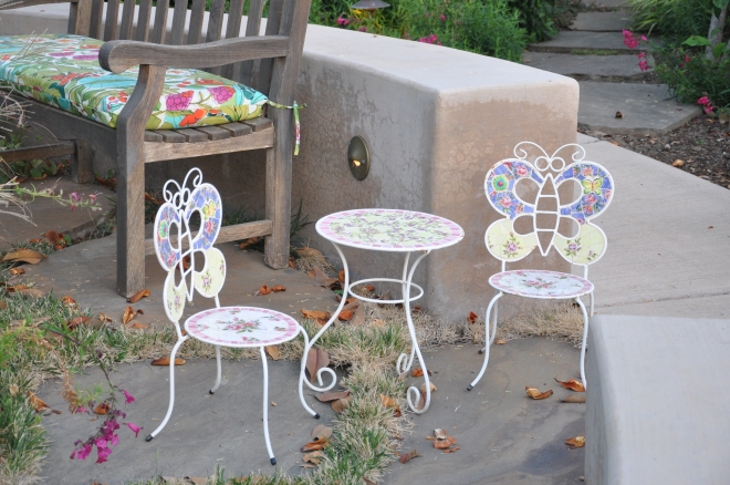 child's table and chairs white mosaic