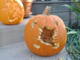 Mike carved this the first time, the squirrel added his own interpretation.